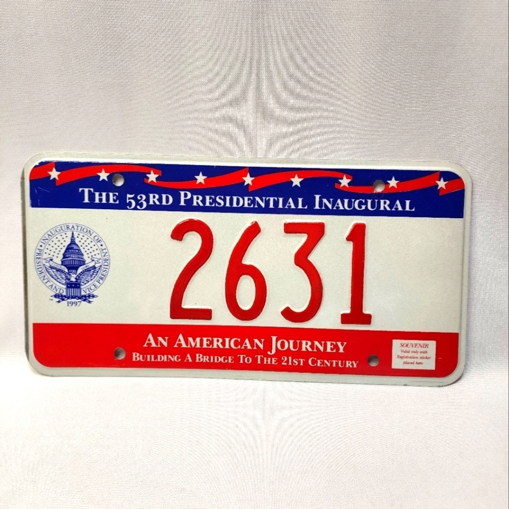 1997 Washington DC  BILL CLINTON Inaugural License Plate     2395